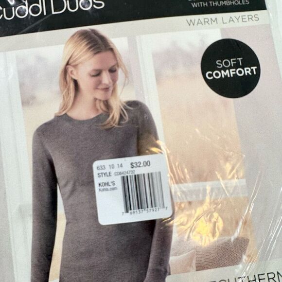 Cuddl Duds Shirt Womens Medium Multi-Color Long-Sleeve with Thumbholes new - Picture 3 of 7